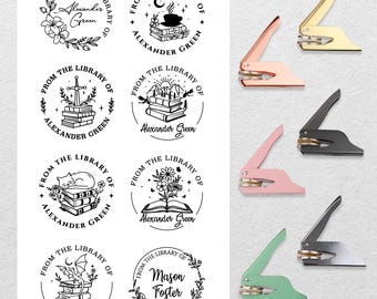 Personalized Book Embosser/Custom Book Stamp/From The Library Of/Library Embosser/Self Inking/Ex Libris/Book Lover Gifts/Christmas Gift