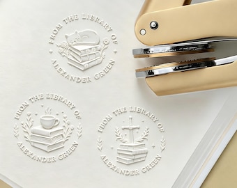 Personalized Book Embosser/Custom Book Stamp/From The Library Of/Library Embosser/Self Inking/Ex Libris/Book Lover Gifts/Gifts for Teachers
