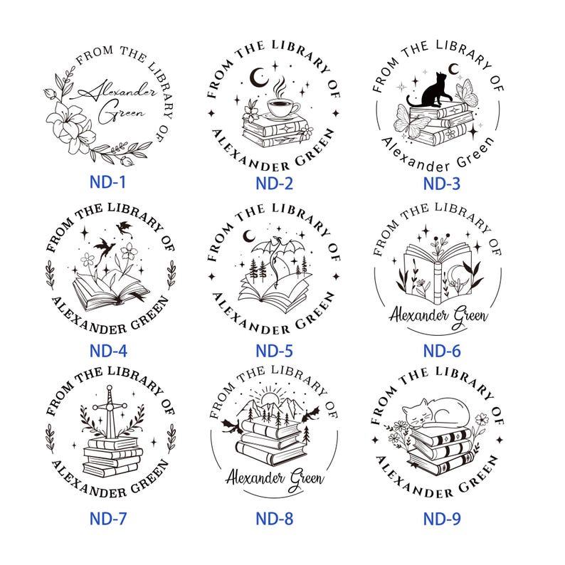Library Stamp Design Personalized Book Embosser/custom Book Stamp/from the Library Of ...