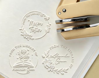 Personalized Book Embosser, Custom Library Embosser, Ex Libris, Self-Inking Stamp