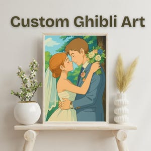 Custom Ghibli Style Family Portrait: Anime Home Decor (Digital Download