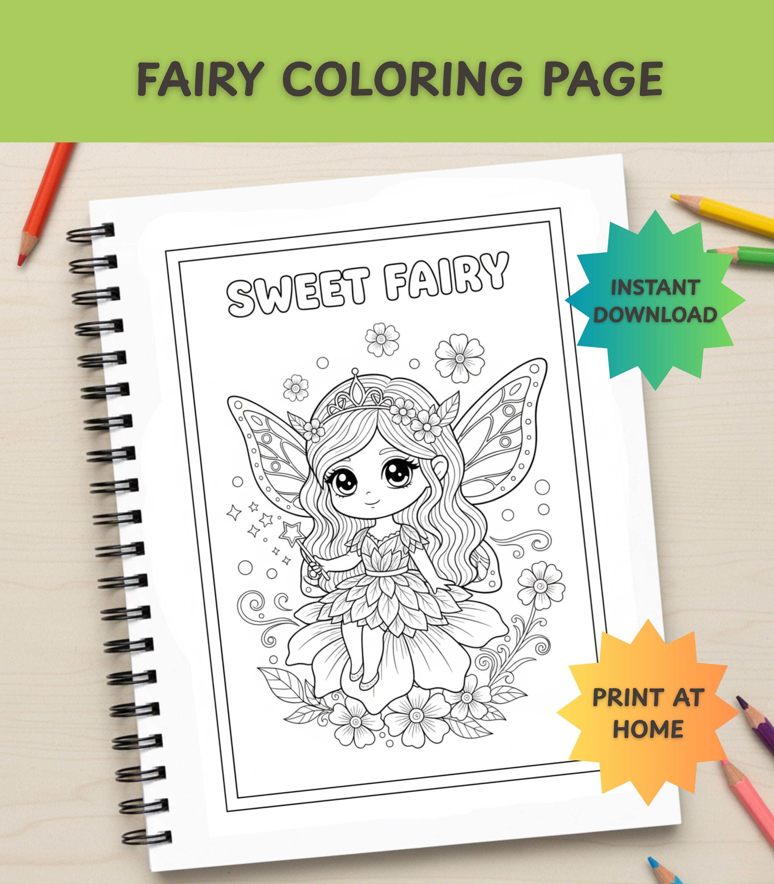 Sweet Fairy Coloring Sheet Printable - Etsy
