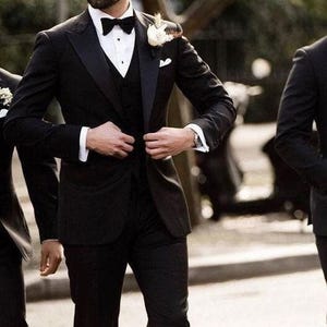 Samt-Frack: dreiteiliges Set (Hochzeit, Abschlussball, Bräutigam)