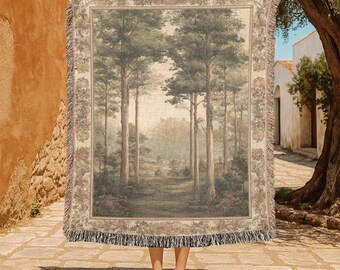 Gift For Nature Lover 100% Cotton Woven Blanket, Hiker Hobby Woven Throw, Cottagecore Housewarming Gift For Friend Woven Tapestry, Artist.