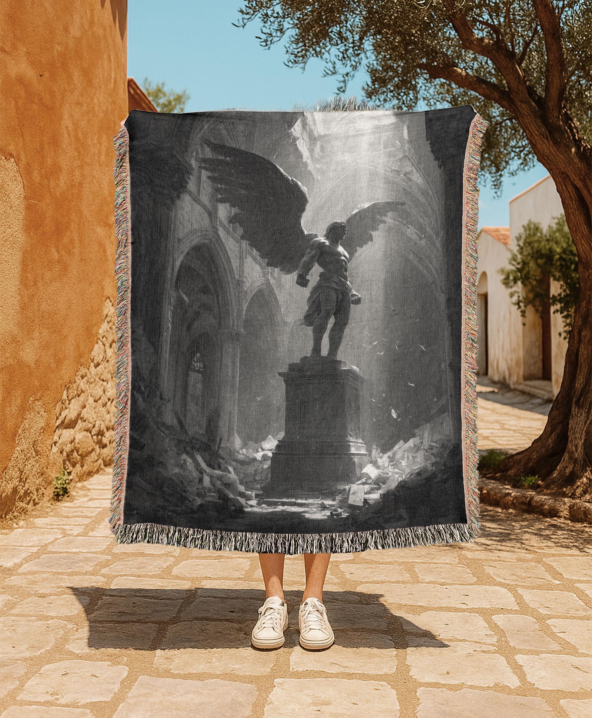 Fallen Angel 100% Cotton Woven Blanket, Religious Christian Gift