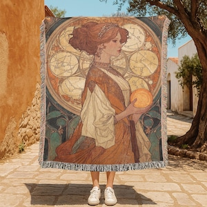 Astrology Art 100% Cotton Woven Blanket, Zodiac Star Sign Woven Blanket, Spiritual Horoscope Woven Blanket, Mystical Oracle Woven Blanket
