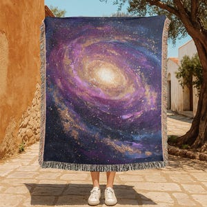 Galaxy Spiral Nebula 100% Cototn Woven Blanket, Astronomy Woven Throw Blanket, Space Lover Woven Blanket, Science Enthusiast Woven Blanket