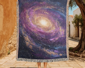 Astronaut Floral 100% Cotton Woven Blanket, Space Lover Gift