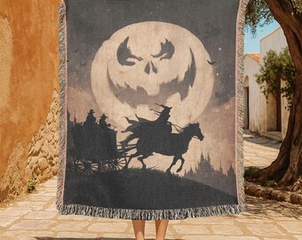 Kopfloser Reiter 100% Baumwolle Gewebte Decke, Halloween Anlass Tapisserie Decke, Sleepy Hohle Hobby Geschenk, Gothic Horror Fan Dekor Decke