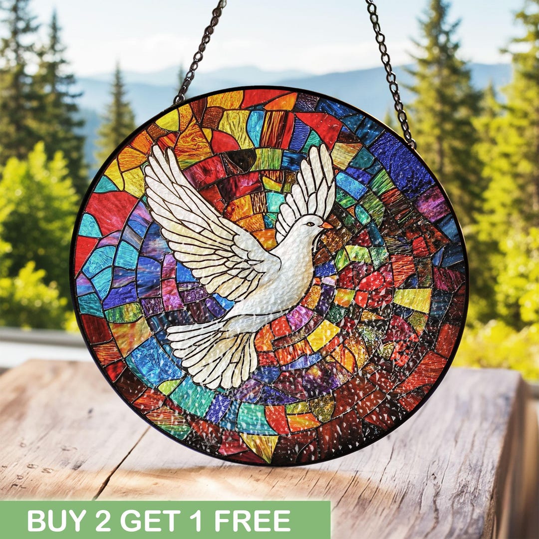 Holy Spirit Dove Stained Glass Suncatcher, Religious Peace Symbol ...