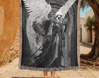 Fallen Angel 100% Cotton Woven Blanket, Religious Christian Gift