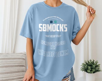 Comfort Colors 1717 Washed Denim T-Shirt Mockup (PSD)