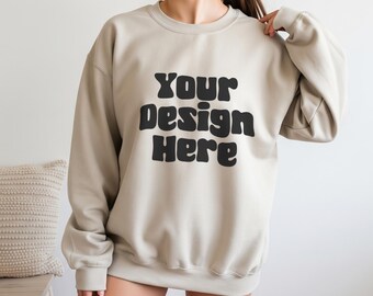 Maquette de sweatshirt Gildan 18000 sable, maquette intelligente PSD