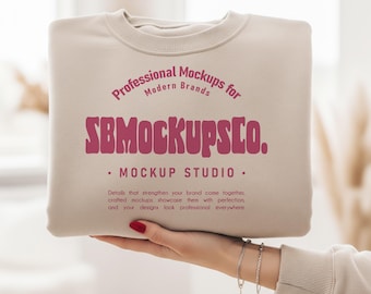 Folded Gildan 18000 Sand Sweatshirt Mockup (Digital Download)