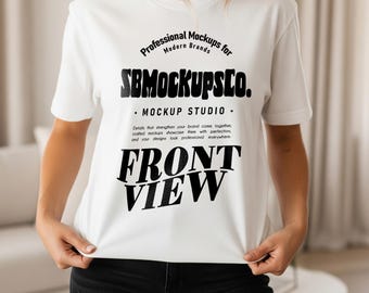 Mockup di t-shirt White Comfort Colors 1717, estetica boho (PSD e JPG)