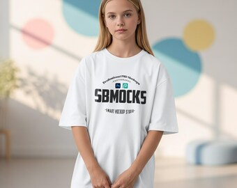 Weiß Gildan 5000B Kinder T-Shirt Mockup, PSD Smart Objekt (Digitaler Download)
