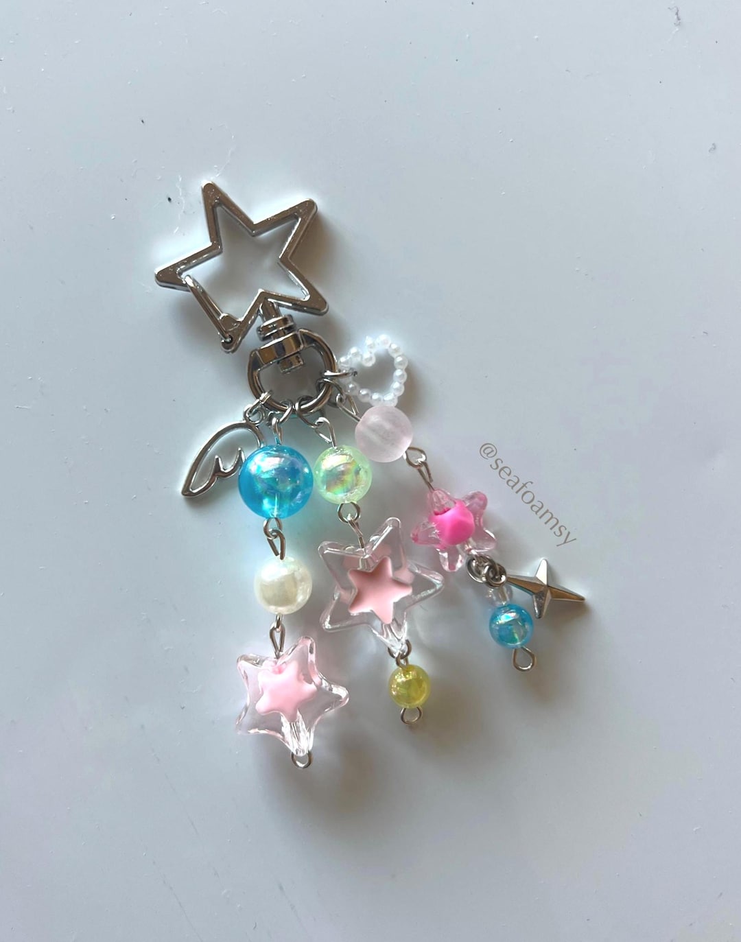 Handmade Star Cluster Beaded Keychain: Kawaii Bag Charm - Etsy