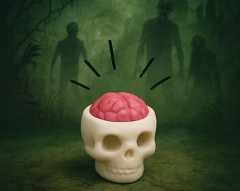 スカルブレインクリッカーキーチェーン：3Dプリントのハロウィンフィジェットトイ