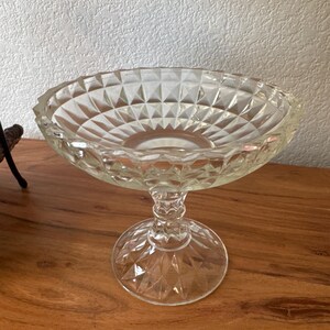Vintage Jeannette Windsor Clear Glass Compote Pedestal Candy Dish