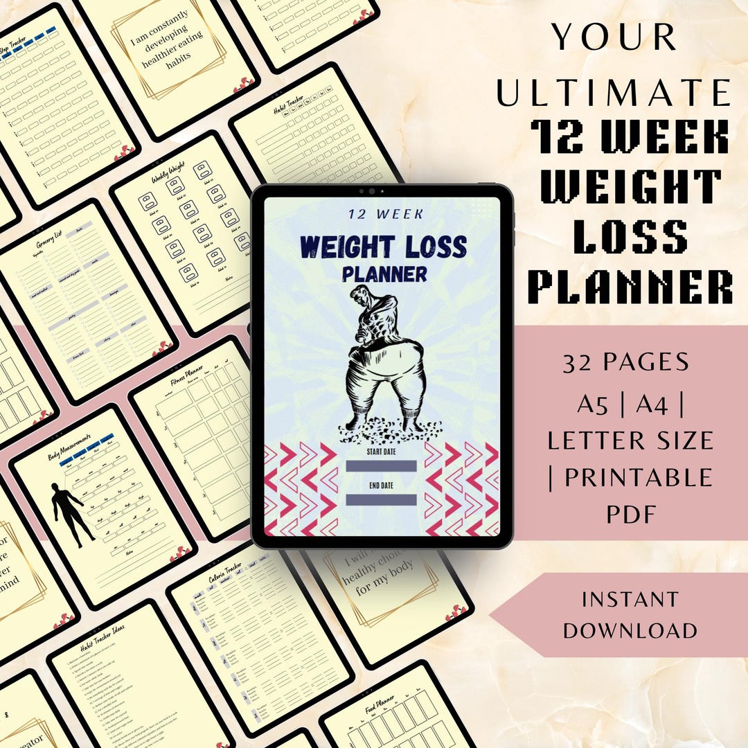 12-week Weight Loss Planner Bundle: Fitness & Meal Tracker (printable ...