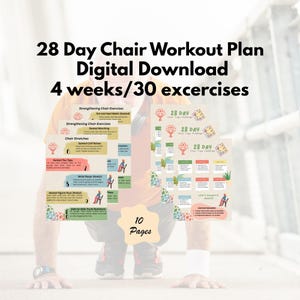 Chair yoga for seniors / 28 day plan workouts for beginners / seated fitness chart for mobility / digital download / Easy to follow guide