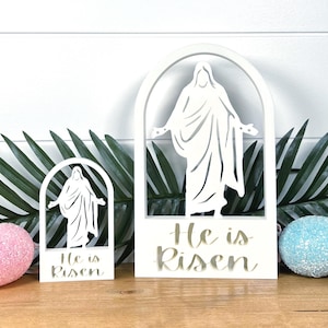 He is Risen Model of Jesus Christ in an Arch to remember Christ at Easter! Ideal for home decor or gifting this spring!