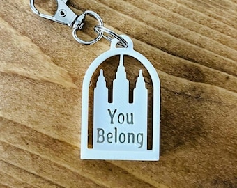 Temple Keychains with "You Belong"!!! LDS Youth, Primary, Relief Society, and ministering Bulk Gift. Temple & Priesthood Preview Gift