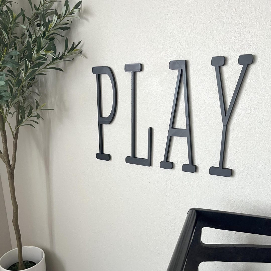 Play Room Lettering Large Modern PLAY Wall Lettering. 3D Printed Dimensional Lightweight ...