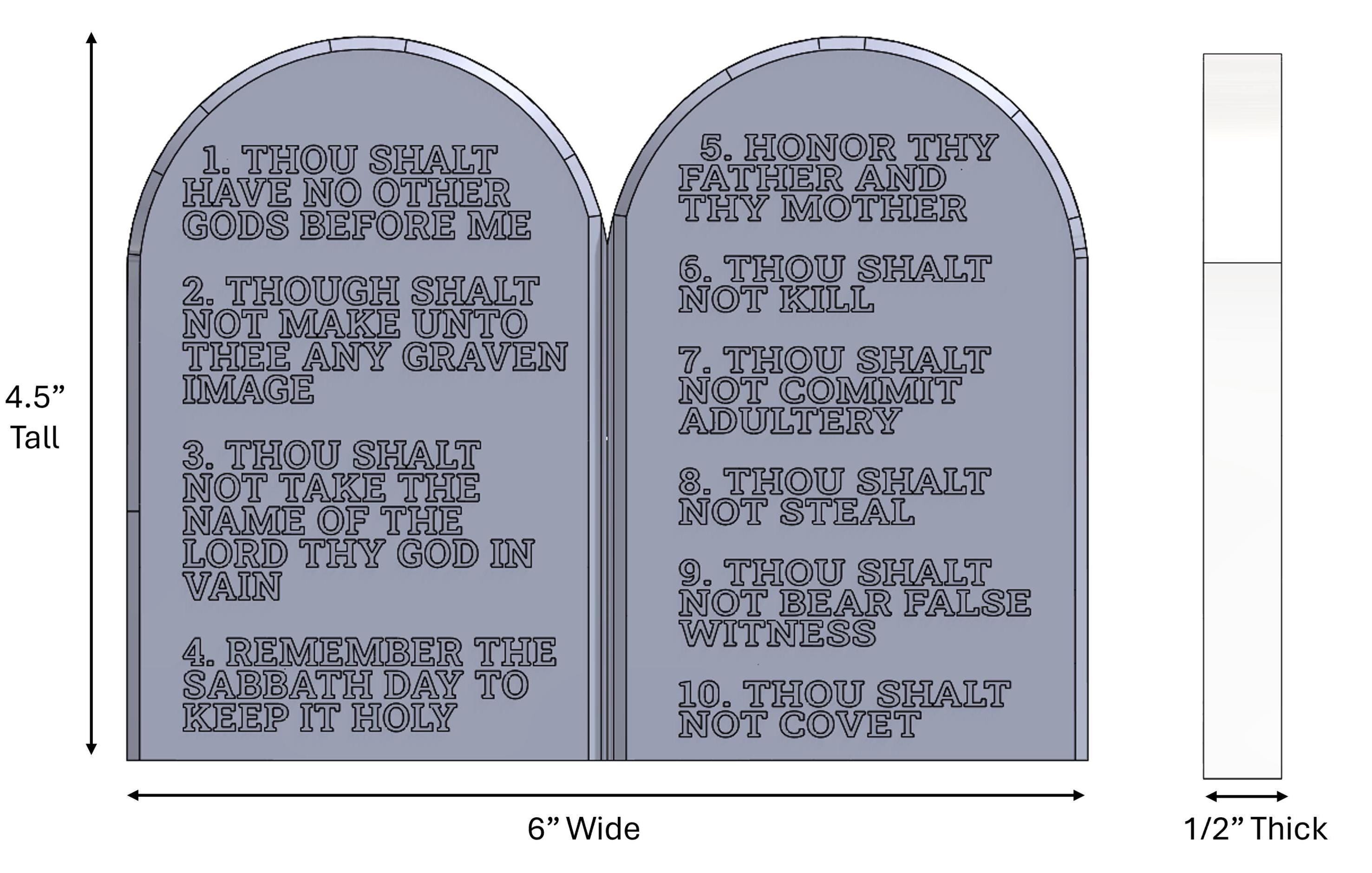 Ten Commandments Models 10 Commandment Tablets Model With English Commandments on One Side and ...