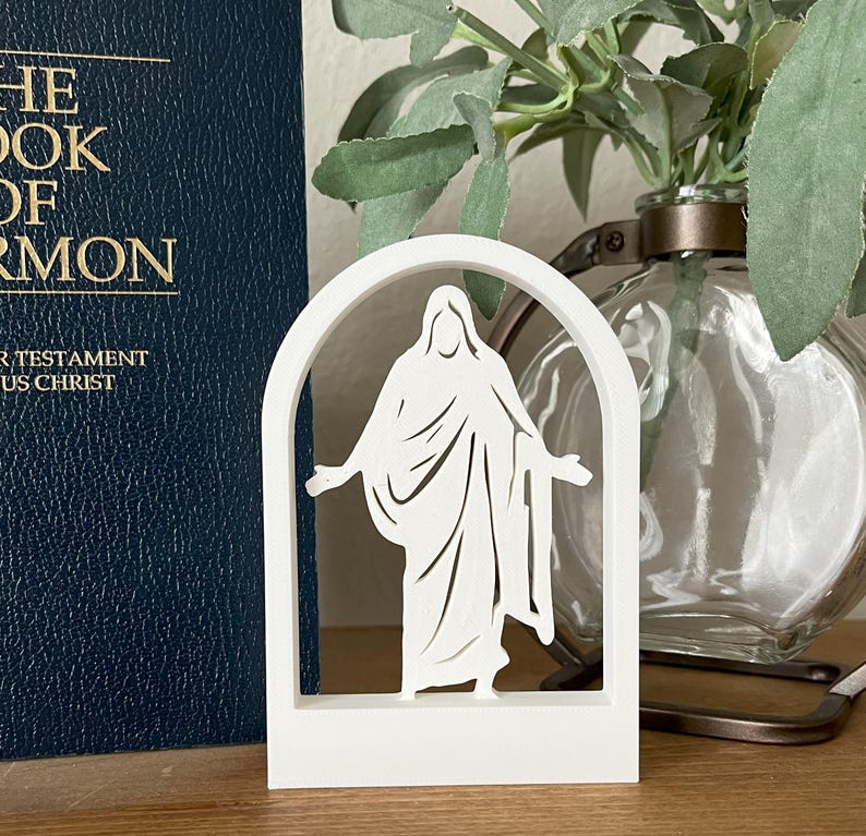 Statue of Jesus Christ in an Arch Perfect for Gifting!! 3D Printed LDS Relief Society or Young Women Handout. Seminary & Missionary Keepsake Blank (no text)