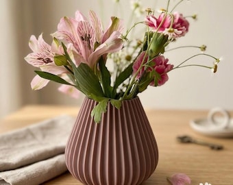 Jarrón acanalado impreso en 3D, decoración nórdica moderna para el hogar, jarrón minimalista para flores, decoración bohemia para la sala de estar, regalo único para inauguración de casa, decoración estética