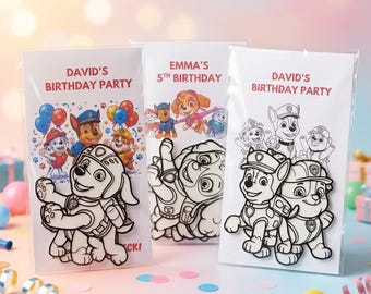3D Printed Dog Coloring Figures Kids Party Favor Personalized Birthday Gift Bag Tote Paintable Puppy Figurine Custom Name Party Supplies