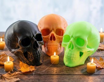 Decoración de calavera impresa en 3D que brilla en la oscuridad para Halloween, figura realista de calavera humana, decoración gótica para el hogar, regalo espeluznante, decoración de escritorio.