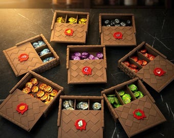 3D Printed Quacks of Quedlinburg Organizer, Wicker Box Token Tray Set with Wax Seal, Board Game Upgrade, Handmade Tabletop Gaming Accessory