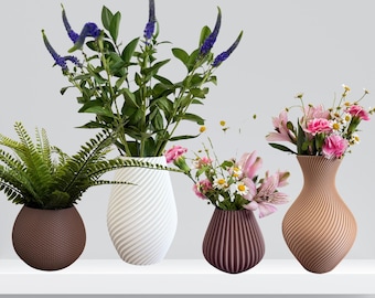 Modern Vase STL File Set | Vase Designs for 3D Printing | Digital Download | Minimal Home Decor STL | Printable Vase Model