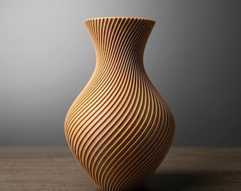 3D Printed Spiral Vase, Modern Minimalist Decor, Twisted Ribbed Flower Vase, Boho Decor, Aesthetic Shelf Decor, Unique Housewarming Gift