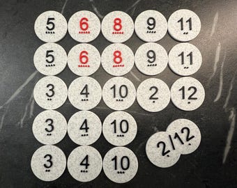 Catan Number Tokens - 3D Printed Hex Numbers for Catan Board Game, 3-4 players, 5-6 players Custom Catan Accessories