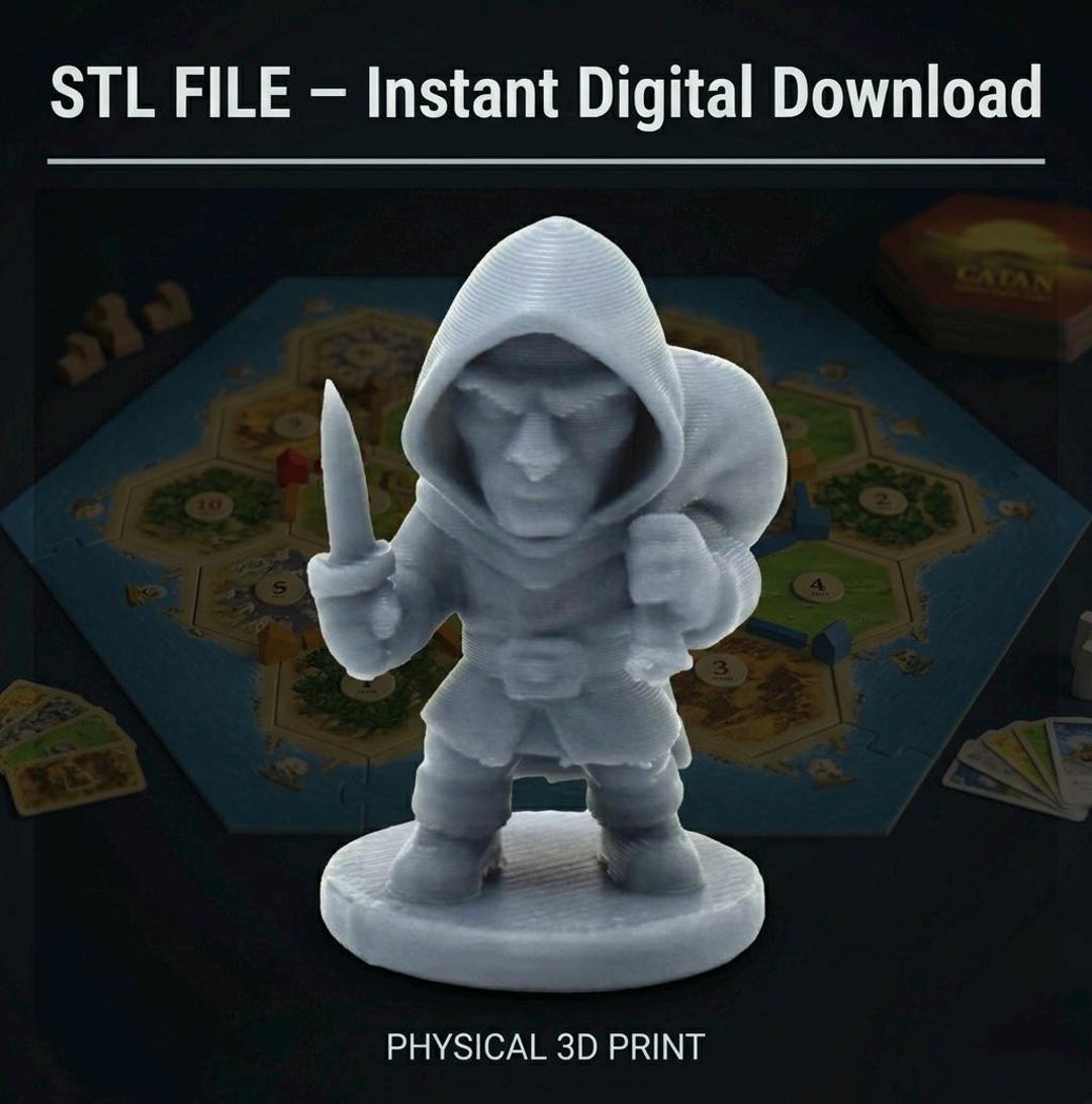 Catan Robber Miniature STL File, Hooded Rogue, Fantasy Gothic, Board ...