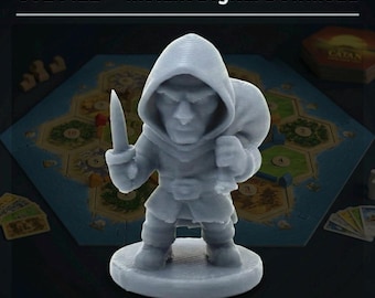 Archivo STL de miniatura de ladrón de Catan, pícaro encapuchado, gótico fantástico, mejora para juegos de mesa, accesorio para juegos de mesa, regalo para fans de Catan, digital