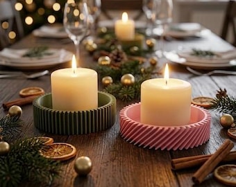 Custom Ribbed Candlestick Modern Minimalist Home Decor Boho Table Centerpiece Housewarming Gift 3D Printed Pillar Candle Holder