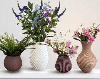 Modern Vase STL File Bundle 4 Printable Vase Designs Digital Download Home Decor 3D Print File Minimalist Flower Vase Instant Download