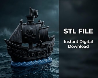 Pirate Ship STL File for Catan Seafarers | 3D Printable Board Game Miniature | Compatible Tabletop Upgrade | Digital Download
