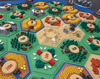 Catan 3D Board game unofficial Upgrade Kit, Custom 3D Printed Accessories, Trade Build Settle Game Enhancements, Board Game Organizer Set