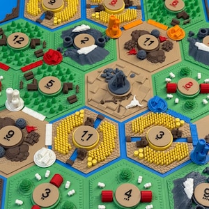 Kit de actualización para el juego de mesa Catan 3D / Accesorios personalizados impresos en 3D / Mejoras para el juego Trade Build Settle / Set organizador para juegos de mesa