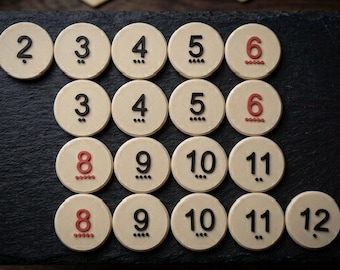 Catan Number Tokens Full Set Hex Number Tiles Board Game Upgrade 3D Printed Custom Accessories Compatible 3-4 Players 5-6 Players Set