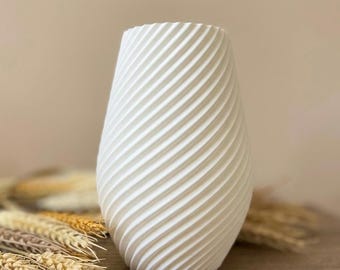 3D Printed Spiral Vase, Modern Minimalist Home Decor, Elegant Twisted Ribbed Vase, Boho Shelf Decor, Unique Housewarming Gift