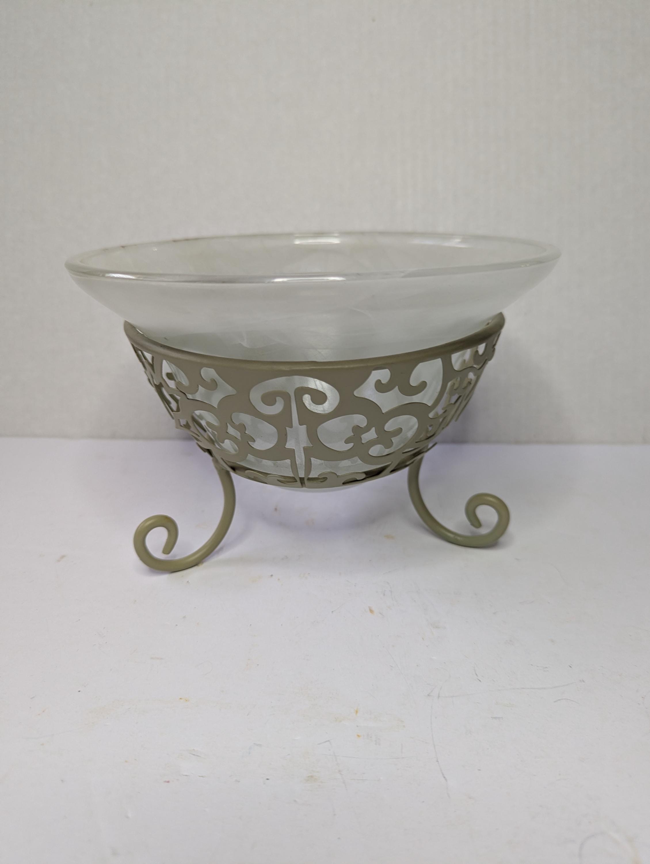 Glass Bowl on Metal Stand - Etsy