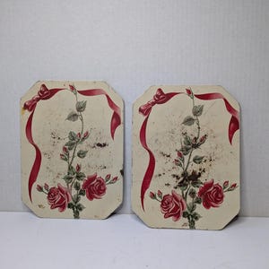 Vintage Pro-Tex "Hot Dish" Mats Metal Trivet Pads Floral Holiday