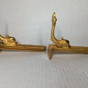 VINTAGE DOLPHIN SEA Creature Koi Mermaid Bronze Brass Bookends/ Brackets
