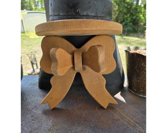 Wood Bow Wall Shelf Rustic Farmhouse Country Cottage Ribbon Decor Display